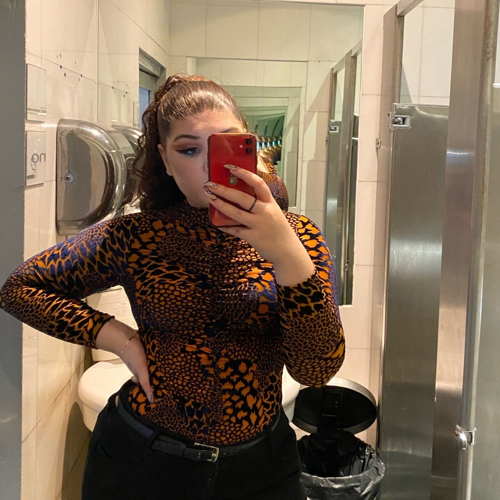 Unique blue orange bodysuit